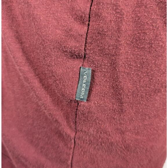 Mens Sm Polo T-Shirt Volcom Burgundy Adult Skateboarding Shirt Top Maroon Casual - Picture 5 of 10